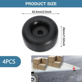 BEANPRECOY 4 Pcs 2.5" Trailer Ramp Door Rubber Bumpers, Round Rubber Bump Stops, Universal Truck Cargo Hatch Rubber Bump Stop with Hole for Cargo Trailer Ramp Doors, Truck Gates