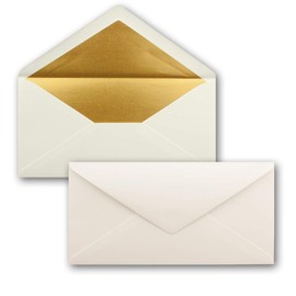 Envelopes size DIN Long, gummed, wet seal, Gold / Silver Metallic Lining