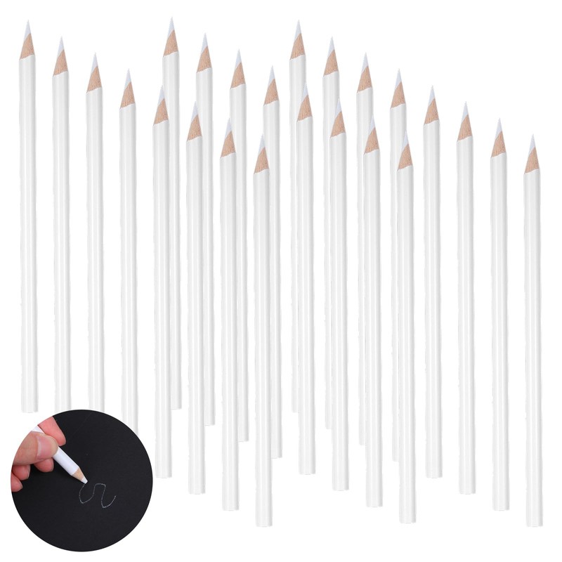 24 Pack White Drawing Pencils 18 cm White Sketch Pencils