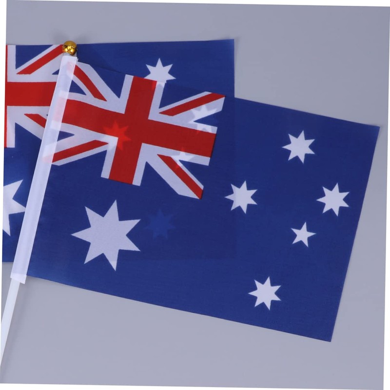 CAXUSD 50Pcs Hand Held Australia Stick Flags Small Country Flags