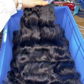 Cuticle Aligned Hair Extensions Cambodian Best Quality Raw Human Hair Straight Natural Wave Burmese Curly Hair Bundle Vendorcolor: natural wave bundle, Stretched Length: 20 Inches