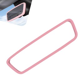 Zikefest Rear View Mirror Protector Frame, Silicone Auto Rearview Edge Protective Cover Decorations, Compatible with Model 3 and Y, Auto Interior Decorations Accessories (Pink)