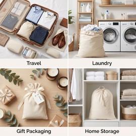 IMFAA Sack Drawstring Cotton Canvas Bags – Reusable, Eco-Friendly Storage & Laundry Bags for Clothes, Travel, Toys & Gifts (10, Medium(30x45) Cm)