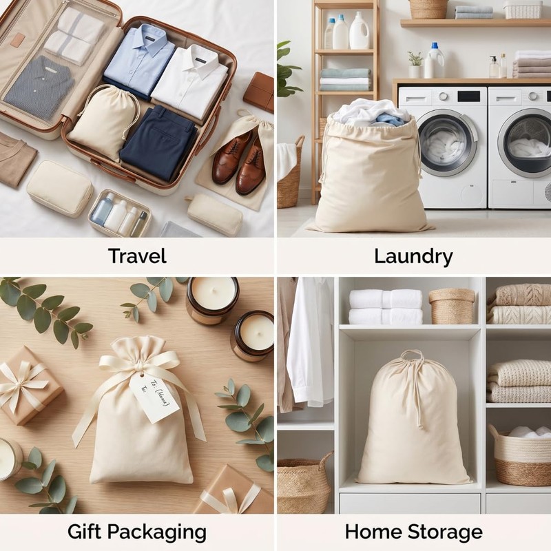 IMFAA Sack Drawstring Cotton Canvas Bags – Reusable, Eco-Friendly Storage