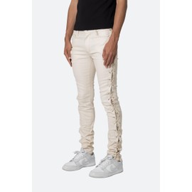 mnml Men's X566 Skinny Leather Lace-Up Pants, Cream