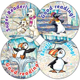 175 Holographic Sparkly Mixed Reading Award Childrens Pupils Motivational Reward Stickers 37mm Primary Teaching Services