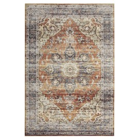 GAOMON 9x12 Area Rug Vintage Medallion Rug Indoor Floor Traditional Distressed Carpet Rug Velvet Mat Foldable Accent Rug Soft Floor Carpet Kitchen Living Room Bedroom Dining Room, Orange