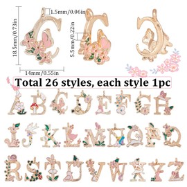 SUNNYCLUE 1 Box 26Pcs Enamel Letter Charms Gold Alphabet Charms Metal Alloy Initial Flower Printed Floral A-Z Charm for jewellery Making Charms Women DIY Necklaces Earrings Bracelets Craftings