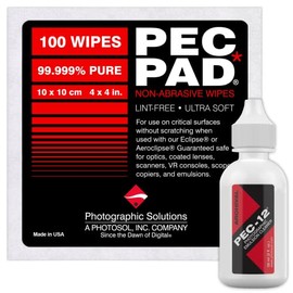 Photographic Solutions - PEC-12 Kit de limpiador de emulsión fotográfica y toallitas no abrasivas PEC-PAD sin pelusas, 4 x 4 pulgadas, 10...