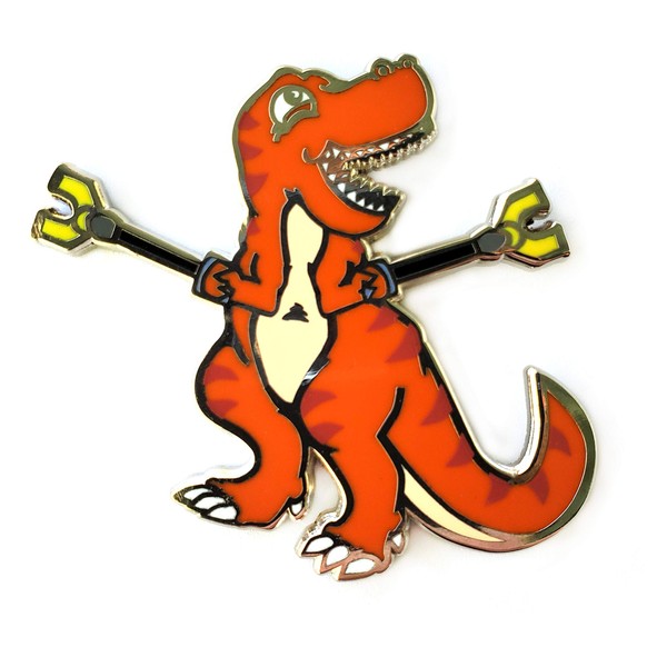 Kolorspun Unstoppable Trex Dinosaur Enamel Lapel Pin (Orange)