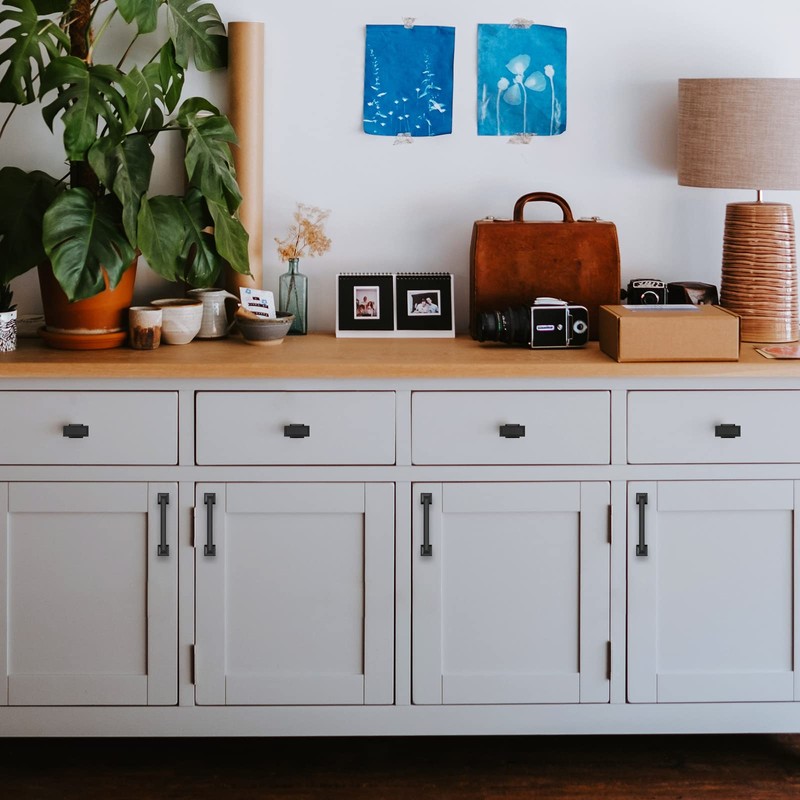 9BUILD 10 Pack 1.4 Inch Matte Black Cabinet Knobs Kitchen