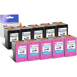 KCMYTONER 63XL Ink Cartridges Black and Color Combo Pack Replacement for HP Ink 63 XL Officejet 3830 4650 4655 4520 5258 5255 5200 Envy 4510 4517 4520 Printer, 5 Pack Black 5 Pack Tri-Color