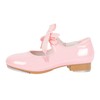 Linodes PU Leather/Patent Ribbon Tie Tap Shoe for Girls and