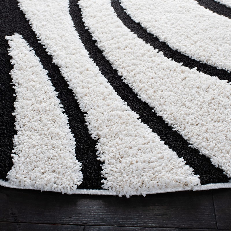 SAFAVIEH Florida Shag Collection 4' Round Ivory / Black SG471