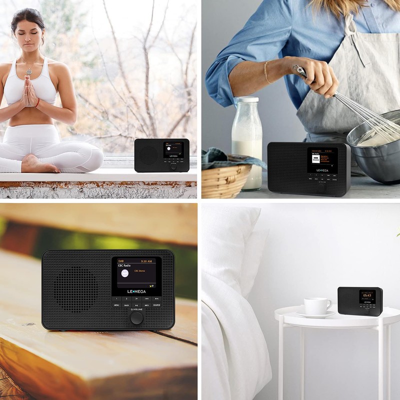 LEMEGA IR1 Portable WiFi Internet Radio,FM Digital Radio,Bluetooth Speaker,Dual Alarms