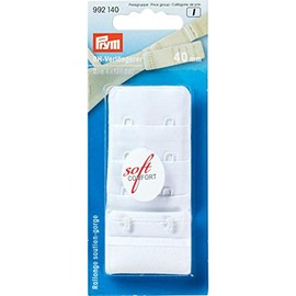 Prym Soft Comfort Bra Extender, White, 40 mm 3 x 2 Haken