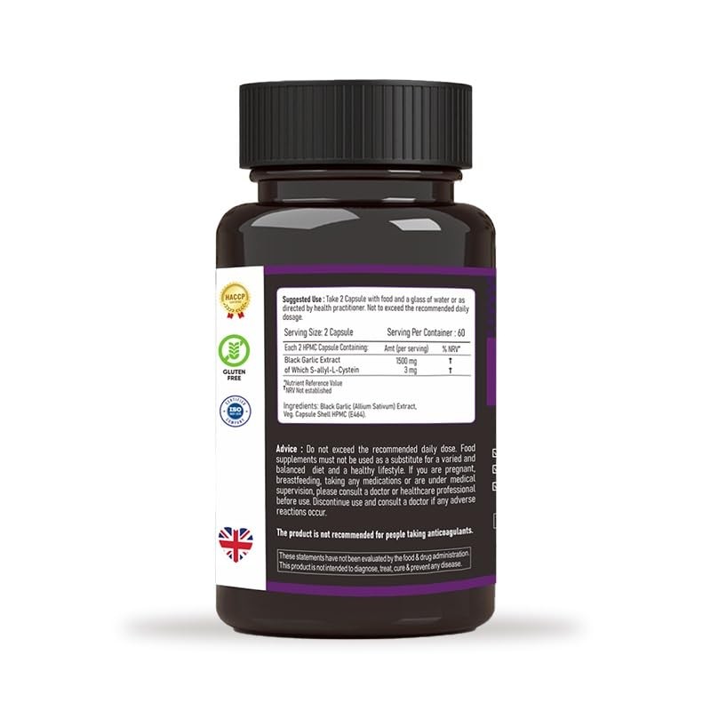 HERBSTONE Black Garlic Capsules 1500mg High Strength | 120 Odourless