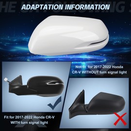 Left Driver Side Mirror Cap Cover Compatible with Honda CRV 2017 2018 2019 2020 2021 2022 Replacement Accessories with Turn Signal