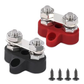GRAND ORANGE 5/16" Terminal Stud Junction Blocks Battery Bus Bar Dual Power Distribution Block Insulated 2pcs Red Black 5/16inch Terminal Blocks