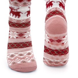 JOMIX Winter Stopper Socks Women's Thick Socks Non-Slip Hut Socks Non-Slip Sole Fluffy House Socks Plush Socks, 01 Pink