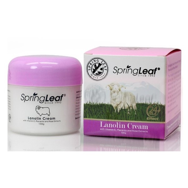 Spring Leaf Lanolin Cream with Vitamin E, Placenta and Rose Extracts 100g