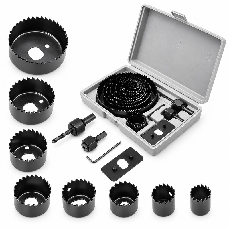 11/16-Piece Woodworking Hole Saw Set – Carbon Steel Hole Cutter
