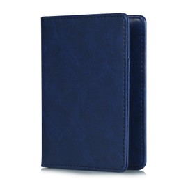 EpicGadget RFID Blocking Premium Leather Passport Holder Travel Wallet Cover Case (Navy Blue)