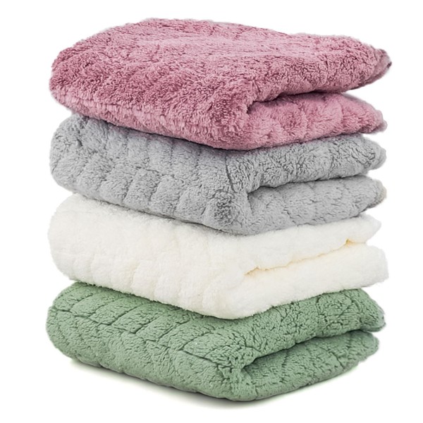Hand Towel with Hanging Loop, Set of 4 Strongly Absorbent