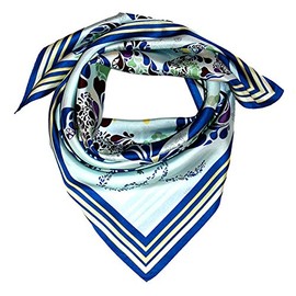 Lorenzo Cana 89036 Women's Silk Scarf Elaborately Printed 100% Silk 70 cm x 70 cm Harmonious Blue Green Colours Women's Scarf, lightblue