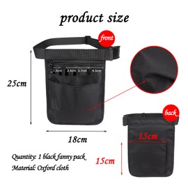1 Fanny Pack, Adjustable Organizer, Multi-Pocket Fanny Pack, Small Accessories Organizer, Multifunctional Nurse Fanny Pack for pens, Cotton swabs, Wipes (Black)