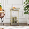 FLORA Round Black Rolling Bar Cart Wine Rack and Lockable