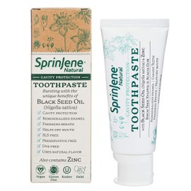 SprinJene Natural Fluoride Toothpaste – Natural Toothpaste for Gum Health & Cavity Protection – Patented Black Seed Oil & Zinc Formula for Healthy Teeth & Gums – Made in The USA (2 Pack)
