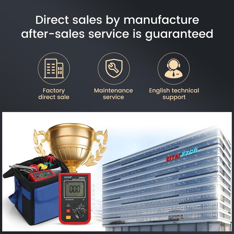 EITAI3000A+ Digital Ground Resistance Meter Tester 0-2kΩ, 0-200V, Manufacturer Direct