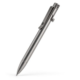 KeyUnity KP01 Bolt Action Pen with Clip, Titanium Alloy EDC Pocket Pen Retractable Metal Ballpoint Pen for Everyday Carry (Polished)