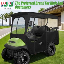 10L0L Golf Cart Driving Enclosures for 4 Passenger Club Car Precedent or Extended Roof Up to 94" Golf Cart, 420D Rain Cover All Weather Windproof Waterproof, 4-Sided Clear Window