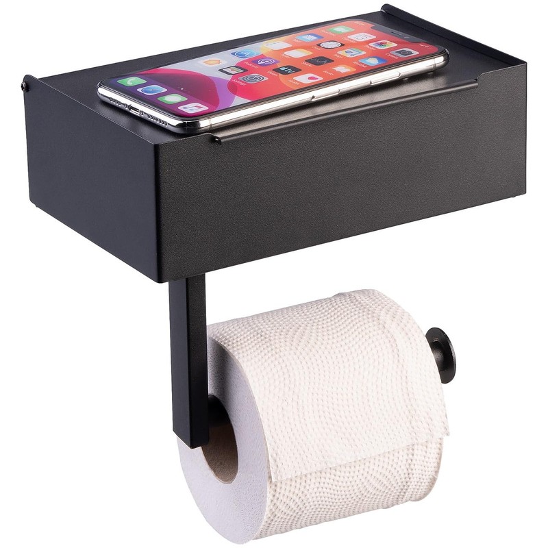 infactory WC Papier Halter: Toilettenpapierhalterung mit Feuchttücherbox, ohne Bohren, zum
