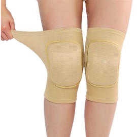 Caviotess Protective Knee Pads for Kids Teens, Anti-Slip Padded Sponge Knee Brace Knee Support for Football Volleyball Dance Skating Basketball Sports (Small,Nude)