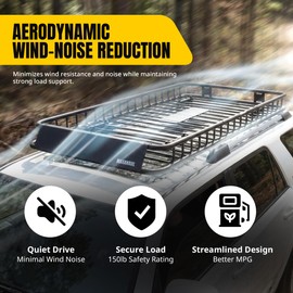 MAXXHAUL 50506 64" x 39" x 6" Heavy-Duty Universal Steel Roof Rack , Black