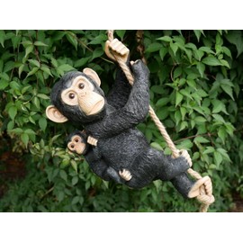 Hanging Climbing Monkey and Baby Garden Ornament, Safari, Nursery Decor