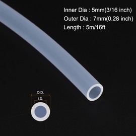 MECCANIXITY 16ft Clear Silicone Rubber Tubing 3/16" ID Plastic Tube Flexible Air Hose for Brewing, Wine Making, Pump Siphon, 5mm x 7mm, with 2pcs Clamps