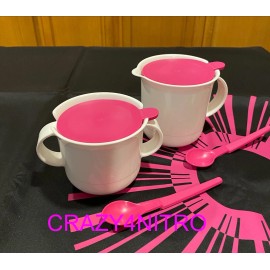Tupperware NEW SUGAR CREAMER Hanging Spoons White Pink Lids BPA FREE SHIPPING