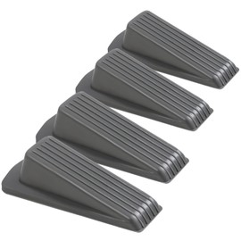 4 Pack Door Stoppers for Bottom of Door, Gray 4.8x2.2x1.3in Door Stops, Rubber Door Stopper Wedge, Sturdy Stackable Door Stops for Floor