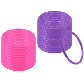 PATIKIL 5" Plastic Ring-Toss Rings for Bottles, 30 Pack Carnival Rings Plastic Hoops for Speed and Agility Practice Outdoor Party Favor, Pink/Purple