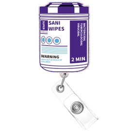 Badge Reel Holder Retractable with ID Clip, Nurse Badge Reel,Funny Badge Reel for Nurse Nursing RN Nurse LPN Medical Assistant Lab Techs MLT Cute Accessories Purple Wipe