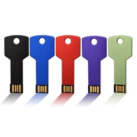 J-boxing 5 Pack USB Flash Drives 4GB Key Shape USB 2.0 Metal Memory Stick Multicolor