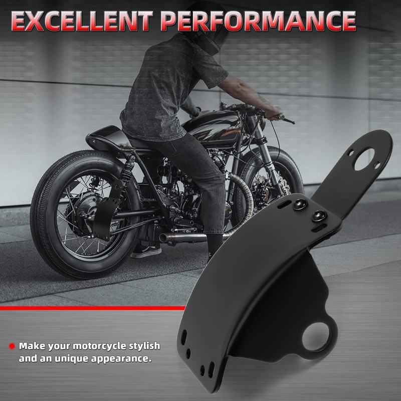 Amazicha Motorcycle 1" Axle Hole License Plate Bracket Curved Side
