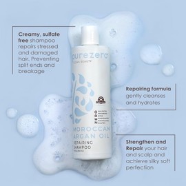 Purezero Moroccan Argan Oil Shampoo & Conditioner set - Repair Damaged Hair - Fight Dandruff & Frizz - Zero Sulfates, Parabens, Dyes, Gluten - 100% Vegan & Cruelty Free - Great For Color Treated Hair