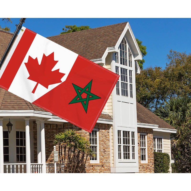 3×5 FT Canada Morocco Flag, Large 100D Canadian Moroccan Friendship