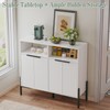 White Buffet Cabinet with Storage, Fluted Storage Cabinet with Doors