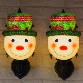 Hxezoc 2 Pack Christmas Snowman Porch Light Covers Good Light Transmission Lamp Covers for Christmas Front Yard, Garages, Garden, Porch Lamp Decoration